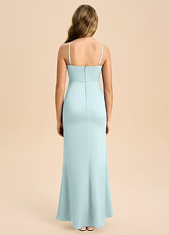 Azazie Buzzy Junior Sea Glass Sheath Pleated Stretch Satin Dress image2