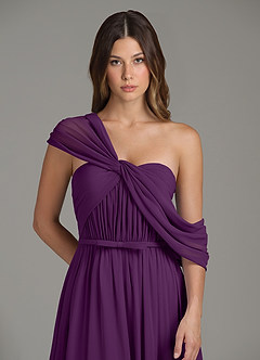 Azazie Nyah Brautjungfernkleider Eine Linie Schulterfrei Chiffon Kleid Traube image7