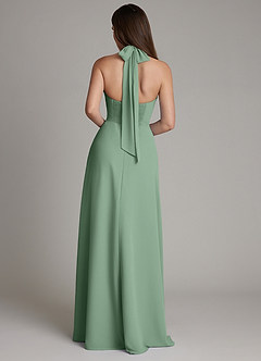 Azazie Myra Bridesmaid Dresses Matcha A-Line High Neck Chiffon Dress image2