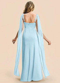 Azazie Chelsea Junior Sky Blue Sheath Pleated Stretch Satin Dress image2