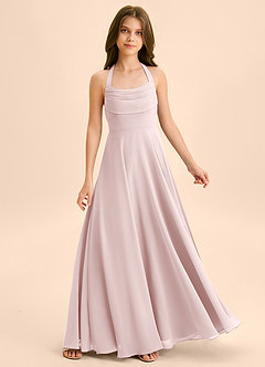 Azazie Kady Junior Abito A-Line in Chiffon Scollo a Cuore Rosa Rossore image1