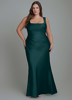 Azazie Agustina Brautjungfernkleider Meerjungfrau-Linie Korsett Stretch-Satin Kleid Kiefer image7