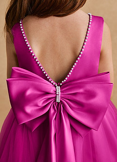 Azazie Cookie Flower Girl Dresses Fuchsia A-Line Bow Tulle Dress image6