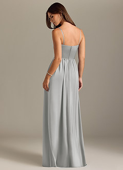Azazie Calianna Bridesmaid Dresses Silver A-Line Off the Shoulder Stretch Satin Convertible Dress image2