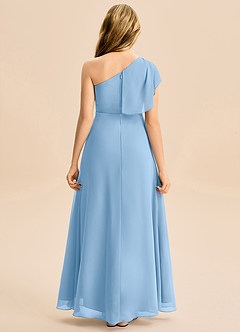 Azazie Delilah Junior A-Linie Gestreift Chiffon Kleid Puderblau image5