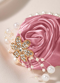 front 3PC Matching Color Bridesmaids Wrist Corsage with Pearl Bracelet