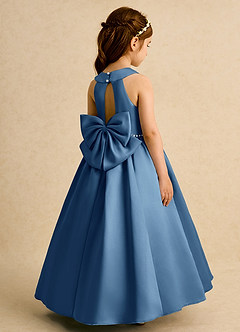 Azazie Daisies Robe Demoiselle D'honneur Fillette Robe Princesse en Mat Satiné Arc Violet Crépusculaire image1