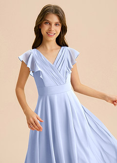 Azazie Anysa Junior Robe Trapèze en Mousseline de soie Rayé Eis image7