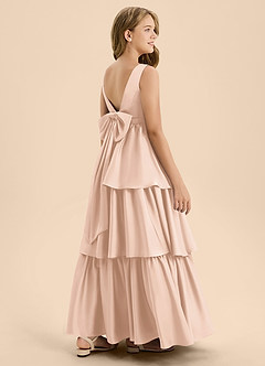 Azazie Meadowyn Junior Blushing Pink A-Line Bow Stretch Satin Dress image6