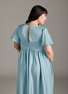 Azazie Verna Maternity Bridesmaid Dresses A-Line Ruched Stretch Satin Floor-Length Dress image10