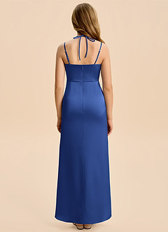 Azazie Nova Junior Royal Blue A-Line Pleated Stretch Satin Dress image2