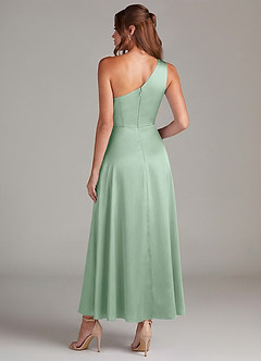 Azazie Brooke Suknie dla druhen Linia A Jedno ramię Satyna elastyczna Długość kostki Sukienka image7