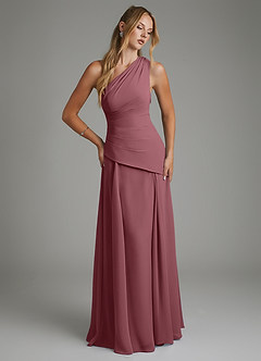 Azazie Holly Bridesmaid Dresses Desert Rose A-Line Corset Chiffon Dress image3