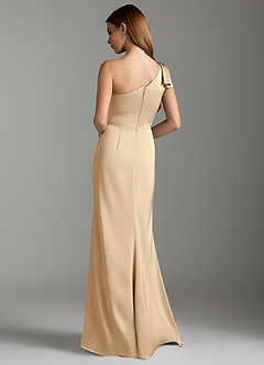 Azazie Rinna Bridesmaid Dresses Champagne Mermaid Ruched Stretch Satin Dress image8