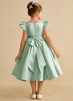 Azazie Pearl Flower Girl Dresses Agave Ball-Gown Pleated Matte Satin Dress image2