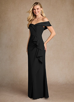 Azazie Laredo Mother of the Bride Dresses Black Mermaid Off the Shoulder Stretch Crepe Dress image5