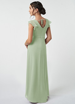 Azazie Claudine Junior Dusty Sage A-Line Pleated Chiffon Dress image4