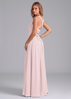Azazie Francis Bridesmaid Dresses Blushing Pink A-Line Corset Chiffon Dress image2