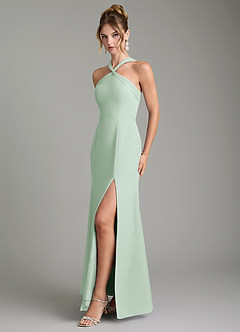 Azazie Rue Bridesmaid Dresses Agave A-Line Halter Chiffon Dress image5