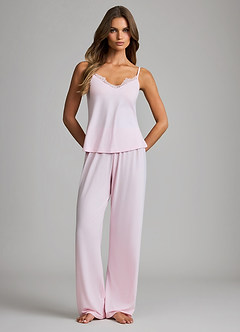 front Pyjamasset med mjuk rayon-spets och vida byxor