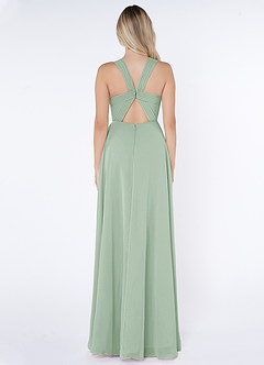 Azazie Jane Bridesmaid Dresses Agave A-Line V-Neck Pleated Chiffon Dress image2