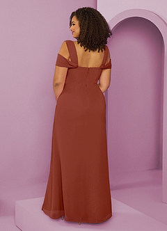 Barbie ♥ Azazie Bridesmaid Dresses Auburn A-Line Off the Shoulder Chiffon Dress image2