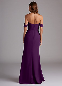 Azazie Saige Bridesmaid Dresses Grape A-Line Off the Shoulder Chiffon Convertible Dress image7