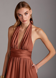 Azazie Oli Brudtärnklänningar Jumpsuit av i Stretch Satin Plisserad image6