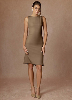 front Kennedy Trüffel Raffiniertes Performance-Kleid aus Webstoff