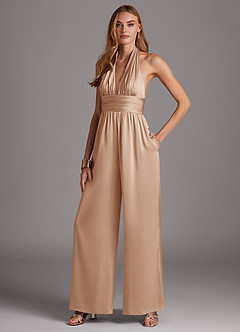 Azazie Oli Brudtärnklänningar Jumpsuit av i Stretch Satin Plisserad image4