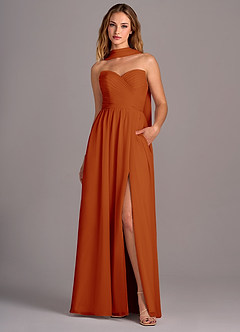 Azazie Joni Bridesmaid Dresses Paprika A-Line Strapless Chiffon Convertible Dress image1
