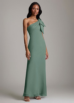 Azazie Yuanna Bridesmaid Dresses Sea Moss Mermaid One Shoulder Chiffon Dress image4