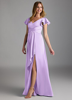 Azazie Omari Bridesmaid Dresses Lilac A-Line Stretch Satin Dress image5