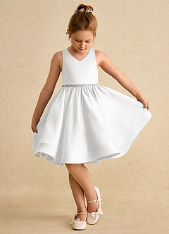 Azazie Julietta Robe Demoiselle D'honneur Fillette Robe Princesse en Tulle Convertible Blanc image4