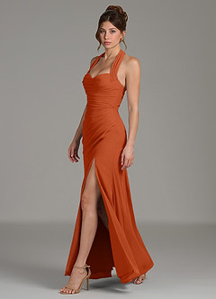 Azazie Destiny Robes de demoiselle d'honneur Robe Sirène en Mousseline de soie Encolure en Forme de Cœur Orange Brûlée image5