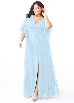 Azazie Temeka Bridesmaid Dresses Sky Blue A-Line Ruched Chiffon Dress image7