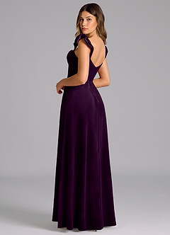 Azazie Denisse Robes de demoiselle d'honneur Robe Trapèze en velours Rayé Grain De Raisin image6