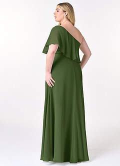 Azazie Lizzy Bridesmaid Dresses Olive A-Line One Shoulder Chiffon Dress image11