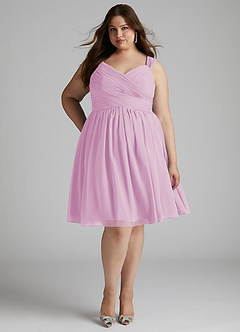 Azazie Angie Brautjungfernkleider A-Linie Korsett Chiffon Kleid Bonbonrosa image11
