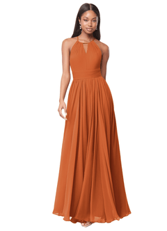 Azazie Cherish Bridesmaid Dresses Cinnamon A-Line Pleated Chiffon Dress image4