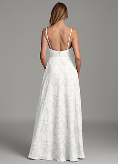 Azazie Sarella Bridesmaid Dresses White A-Line Pleated Floral Burnout Dress image6