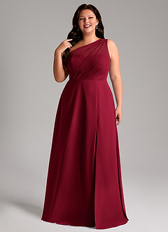 Azazie Phaedra Jurken voor bruidsmeisjes Jurk van Chiffon met A-Lijn One-Shoulder Bourgondië image5