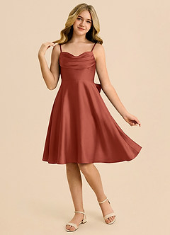 Azazie Bear Terracotta A-Line Sweetheart Neckline Stretch Satin Dress image3