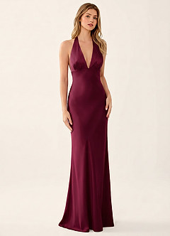 Prudentiana Merlot Satin-Spitze Sommerkleid image2