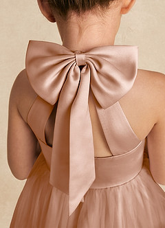Azazie Bev Flower Girl Dresses Champagne Rose A-Line Convertible Tulle Dress image5