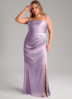 Azazie Leonis Bridesmaid Dresses Frosted Lilac Mermaid Pleated Stretch Satin Convertible Dress image11