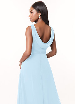 Azazie Karina Bridesmaid Dresses Sky Blue A-Line Pleated Chiffon Dress image4