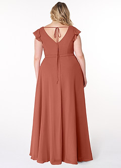Azazie Claudine Bridesmaid Dresses Clay A-Line Flutter Sleeve Chiffon Dress image8