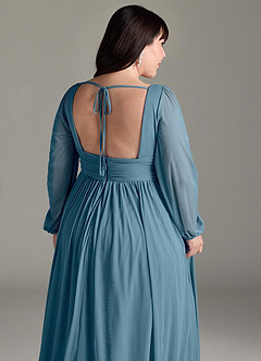 Azazie Norah Bridesmaid Dresses Bermuda A-Line V-Neck Long Sleeve Chiffon Dress image13