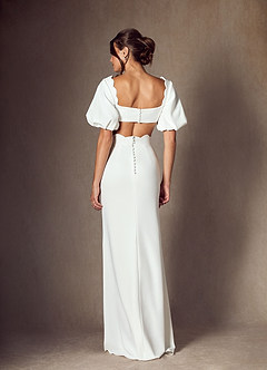 Azazie Karlee Wedding Dresses Diamond White Sheath Sweetheart Neckline Stretch Crepe Dress image4